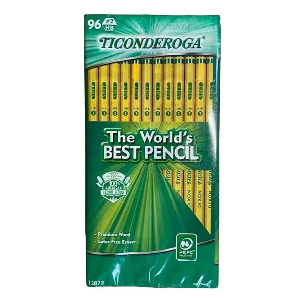 Dixon 13872 Ticonderoga Woodcase Pencil HB #2 Soft Yellow Barrel 96 Pack